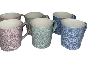 6 Mikasa Gourmet Basics Pastel Mugs 2 Each Blue Pink Green Spring Easter Colors - Picture 1 of 15