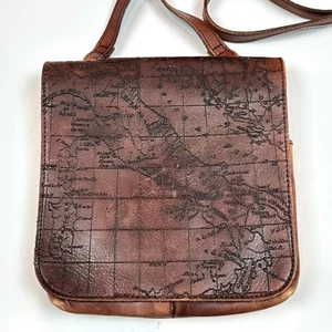 Bolso Bandolera Patricia Nash Granada Estampado Mapa Cuero Marrón Ajustable - Imagen 1 de 12
