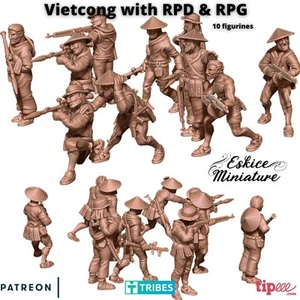 Escuadrón Vietcong Guerra de Vietnam con RPD y RPG (10 modelos) Varias escalas históricas - Imagen 1 de 9