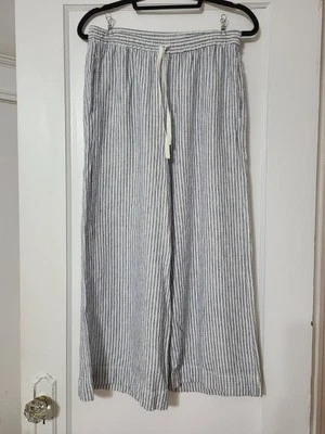 Pantalones Max Studio de lino azul y blanco Foto 1 de 4