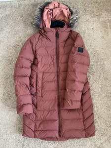Outdoor Research Womens Down Puffer Parka Coat Red Fur Hood Small $250+ Ski NICE - Picture 1 of 10