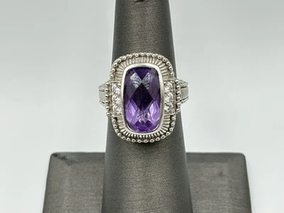 Judith Ripka Sterling Silver Amethyst CZ Diamonique Ring - Image 1 of 4