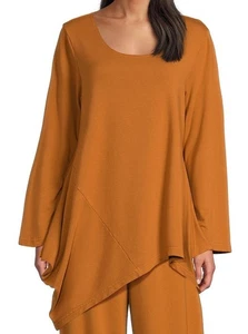 NUEVO CON ETIQUETAS BRYN WALKER XL Camisa Deca Nuez moscada Gran Tamaño Dobladillo Asimétrico Bambú Algodón - Imagen 1 de 5