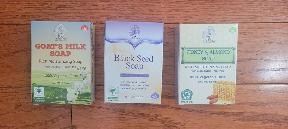 Variety Soap 3 Pack - Goat's Milk, Black Seed and Honey & Almond 100% - Image 1 of 1
