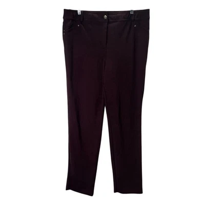 Pantalones de vestir Style & Co para mujer talla 14 borgoña poliéster tiro medio bolsillos abertura Foto 1 de 4