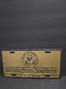 RARE BIRMINGHAM SOUTHERN COLLEGE 1856 GOLD BLACK TRIM METAL LICENSE PLATE FRAME - Picture 1 of 4