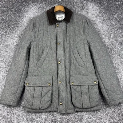 Jos A Bank Quilted Field Jacket Men's Medium Wool Gray Herringbone Chore Preppy - Image 1 of 4