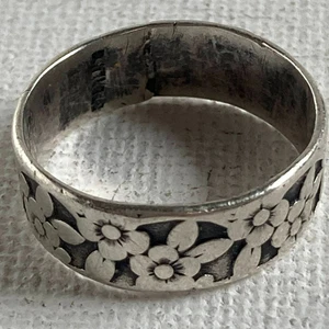 Ring Vintage 935 Orangenblütenmuster 5,5 gemarkt Sterling - Bild 1 von 5
