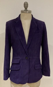 Elegante Chaqueta Ajustada Lauren Ralph Lauren Gamuza Cuero Púrpura, Talla 6 - Imagen 1 de 9