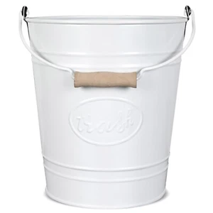 Autumn Alley White Metal Farmhouse Trash Can | 7L, 2 Gallon Trash Can - Picture 1 of 9