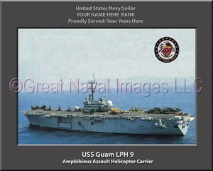 USS Guam LPH 9 Personalized Canvas Ship Photo Print Navy Veteran Gift - Picture 1 of 1