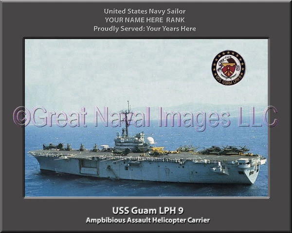 USS Guam LPH 9 Personalized Canvas Ship Photo Print Navy Veteran Gift - Image 1 of 1