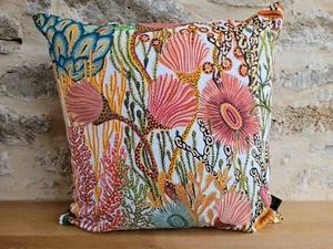 HARLEQUIN Acropora Orange Ourdoor Cotton & Gold Velvet Fabric Cushion Cover Arts - Picture 1 of 20