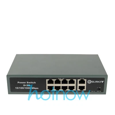 DSLRKIT 2 Gigabit 8 PoE Switch Injector 52V 2.3A 120W Ethernet 1000Mbps 250meter - Image 1 of 4