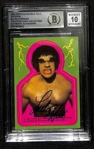 Lou Ferrigno Signed 1979 Topps Incredible Hulk Stickers #4 Auto 10 BECKETT - Picture 1 of 3