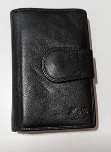 Schwarze Leder-Damengeldbörse von L & B Collection - viele Fächer - 15x9 cm - Bild 1 von 7
