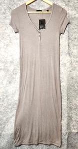 ATM Ribbed Midi Dress Womens Small Stretch Modal V-Neck Short Sleeve New - Picture 1 of 5