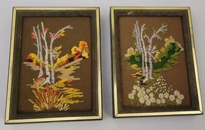 "Juego de imágenes enmarcadas de bordado Crewel de colección de 2, 6 x 8" - Imagen 1 de 5