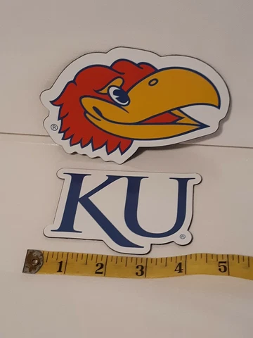 Kansas Jayhawks College Football Logo Car Truck Die Cut Magnet Set (2) Tool Box Cover