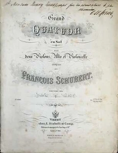 Franz SCHUBERT (Composer): Quartet, D887, inscribed by SPINA to VIEUXTEMPS - Picture 1 of 1