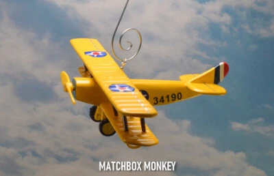 Curtiss JN-4 Jenny Biplane Hand Painted Wooden Christmas Ornament Airplane USAAS - Image 1 of 4