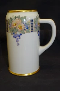 Lenox American Belleek Stein Mug -Pink Floral, Blue Berries, Gold Trim 7 1/8" - Picture 1 of 6