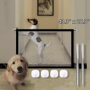 NEW Magic Dog/Baby Safety Gate Mesh Fence Portable for Doorways 43" W x 28" H - Picture 1 of 4