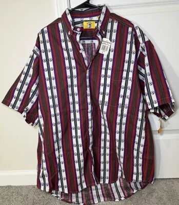 VTG 90s Duck Head Shirt Button Down Short Sleeve All Over Logo W Tags Large USA - Image 1 of 4