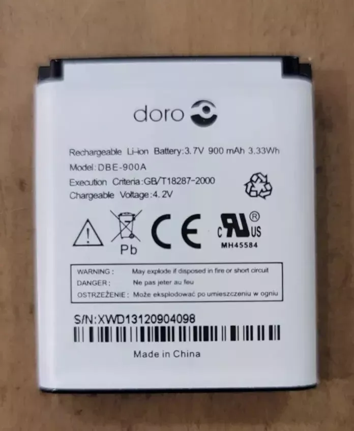 1.85Wh 3.7V 500mAh Battery for Doro Phoneeasy 618;P/N:DBE-900A Li-ion - Image 1 of 1