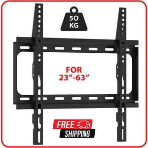 TV WALL BRACKET MOUNT SLIM FOR 23 30 32 40 42 50 63 INCH FLAT 3D LCD LED PLASMA - Picture 1 of 8