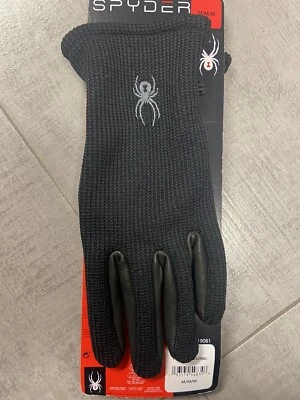 Nuevos guantes elásticos Spyder Active Sport esquí cuero negro palma-talla pequeña Foto 1 de 4