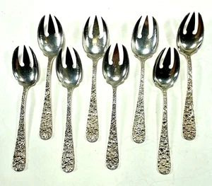 Juego de 8 tenedores de helado Stieff Rose de plata de ley - 5 3/4" - Imagen 1 de 4