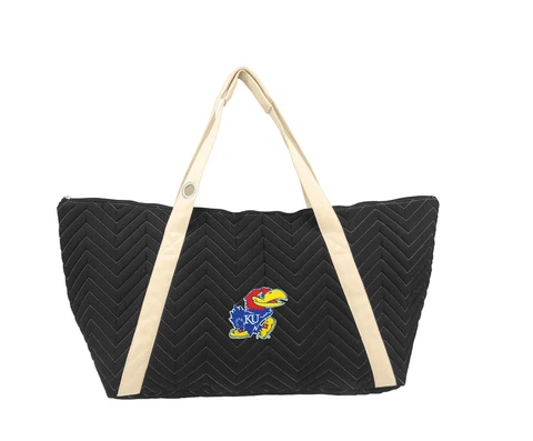 NCAA University of Kansas Jayhawks Little Earth Chevron Stitch Gray Weekender Cover