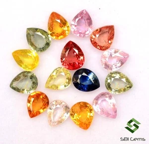 Natural Multi Sapphire Pear Cut 5x4 mm 5.83 CTS Lot 15 Pcs Calibrated Loose Gems - Picture 1 of 6