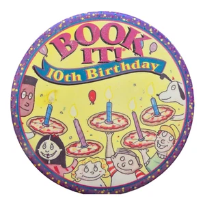 Vintage Pizza Hut Book It 10th Birthday Advertising Button Pinback Button 1990s - Picture 1 of 2