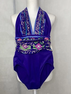 Женский цельный купальник Catalina фиолетовый синий с глубоким декольте размер 6 США - Изображение 1 из 4