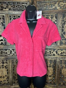 Juicy Couture Towel Terrycloth Short Sleeve Shirt Button Pocket Womens Size S - Picture 1 of 12