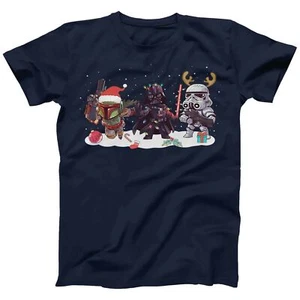 Darth Vader Stormtroopers Star Wars Cartoon Christmas T-shirt Kids Men's Women's - Picture 1 of 14