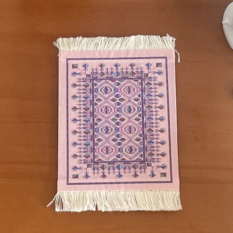 Woven Rug Mat Mousepad Carpet Pattern Cup Mouse Pad Retro Style Persian = - Image 1 of 4