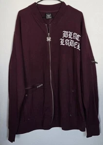 Blac Label Herren Full Zip Sweatshirt 3X Streetwear Grunge Punk Y2K weinrot - Bild 1 von 13