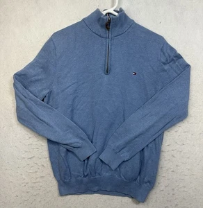 Tommy Hilfiger Pullover Herren Gr. L 1/4 Reißverschluss Blau Pulli Neck Sweatshirt USA - Bild 1 von 10