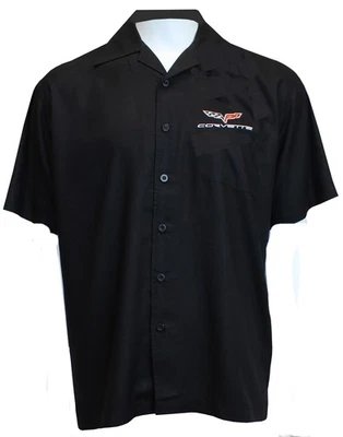 C6 Corvette Logo Embroidered Button Down Mechanic Crew Shirt Official Licensed - Image 1 of 2