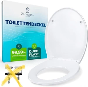 Asiento de inodoro Zenacasa blanco Premium tapa de inodoro con descenso automático antibacteriano - Imagen 1 de 11