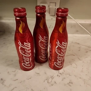 x3 2010 Coke Aluminum Bottle Full Vancouver Olympic Torch Relay Collectibles - Bild 1 von 4