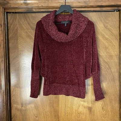 WHBM XS Red Chenille Batwing Sleeve Cowl Neck Sweater White House Black Market - Image 1 of 4