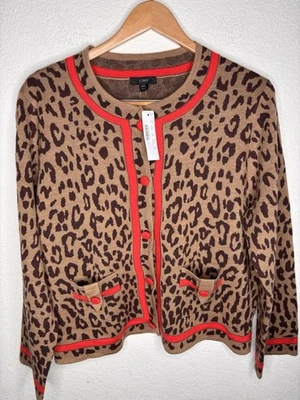 J. Suéter-Chaqueta Punta Crew en Lana Merino Leopardo Talla XXL 2XL NUEVO CON ETIQUETAS Foto 1 de 4
