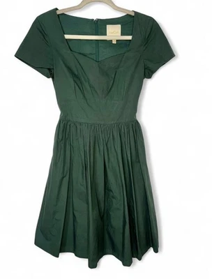 ModCloth Dark Forest Green Retro Thanksgiving or Christmas Party Dress - Image 1 of 3