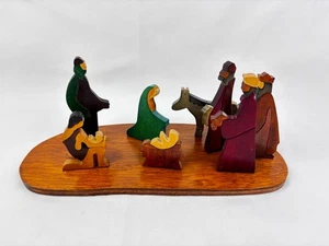 VTG Walsh Craft LTD Handmade 9 Piece Wooden Nativity Set Signed Puckane Ireland - Picture 1 of 11