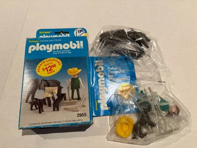 VINTAGE 1983 PLAYMOBIL #2955 Farmer & Horse Set in BOX - image 1 of 4