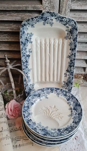 OLD SERVICE ASPARAGUS IRON EARTH RECAMIER SARREGUEMINES DIGOIN - Picture 1 of 9